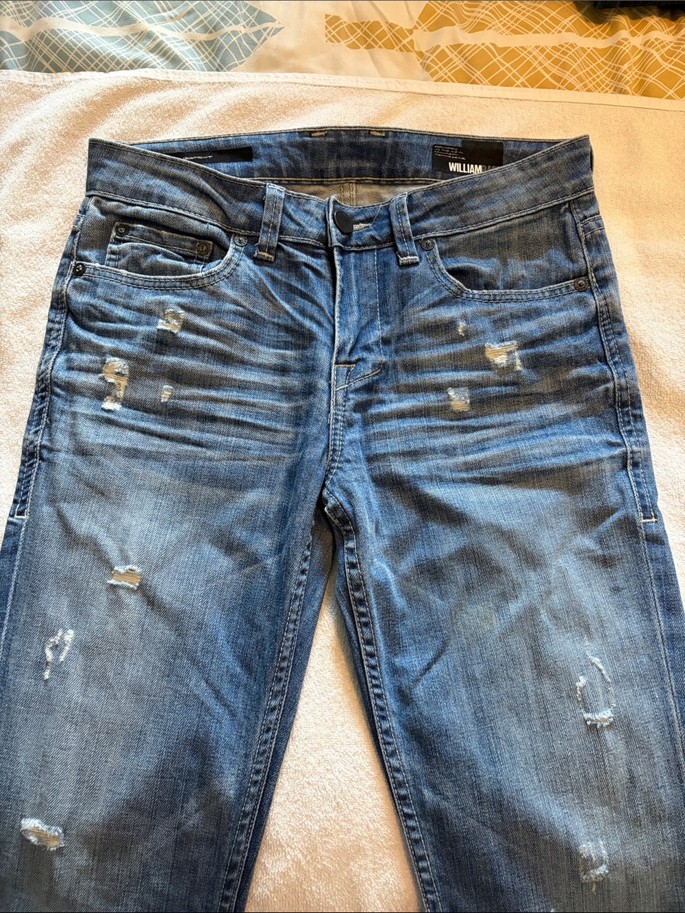 William Rast Slim Straight Distressed Blue Jeans